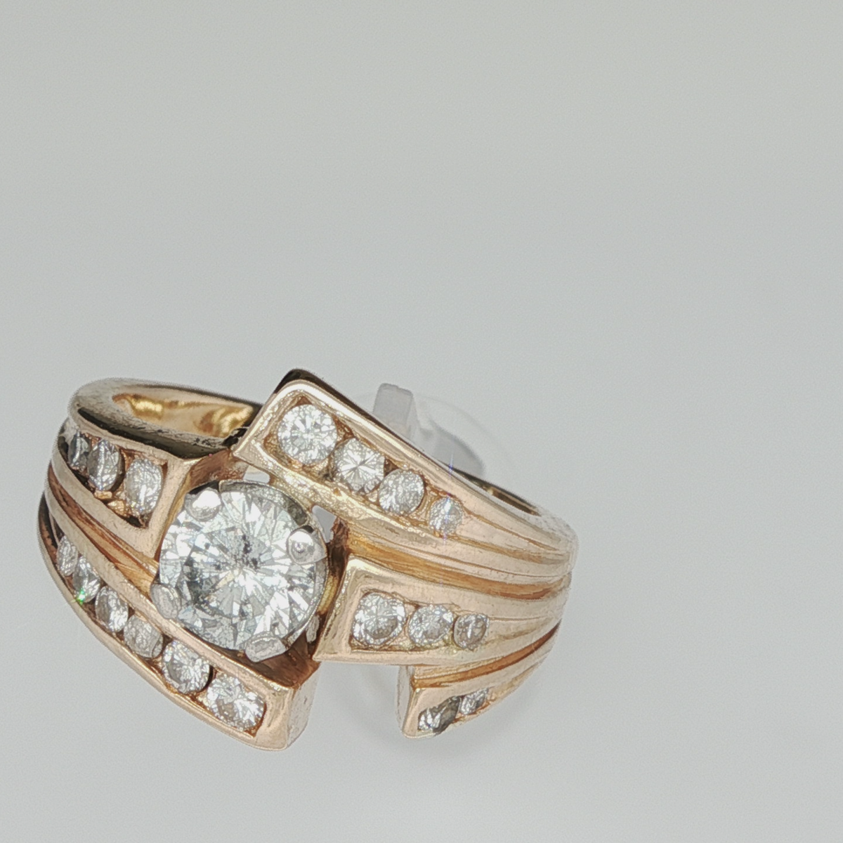 Rose Gold Multistone Ring with Round Cut Diamond