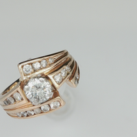Rose Gold Multistone Ring with Round Cut Diamond