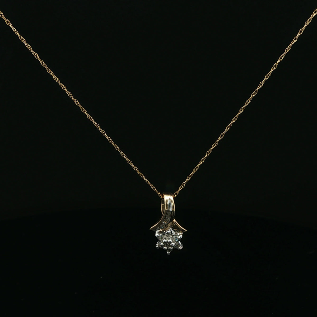 Yellow Gold Diamond Cluster Pendant Necklace