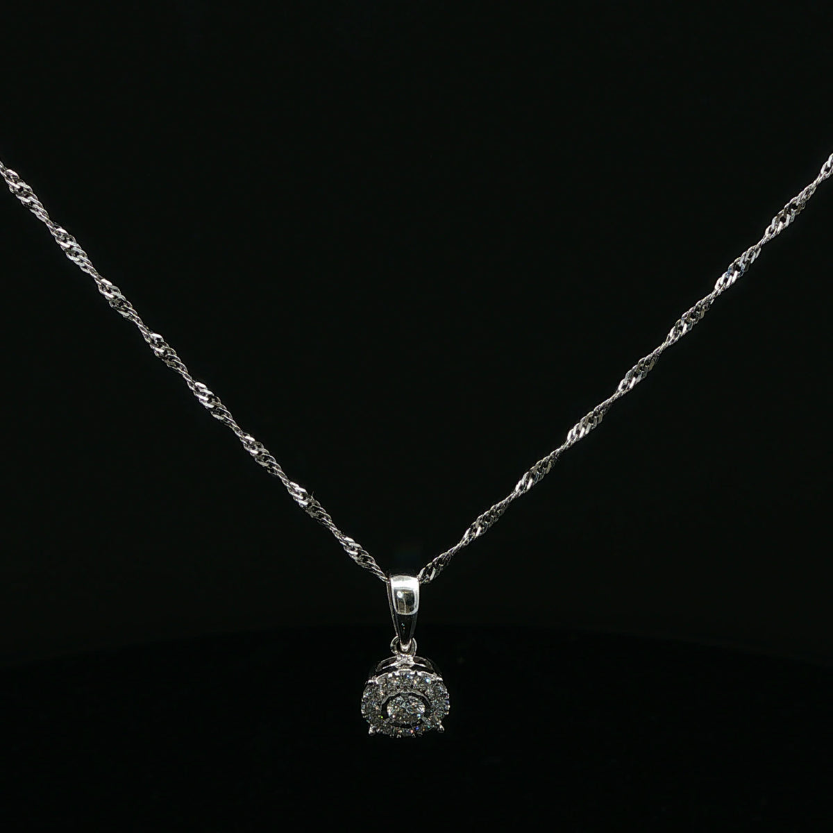 Diamond Halo Pendant Necklace in White Gold