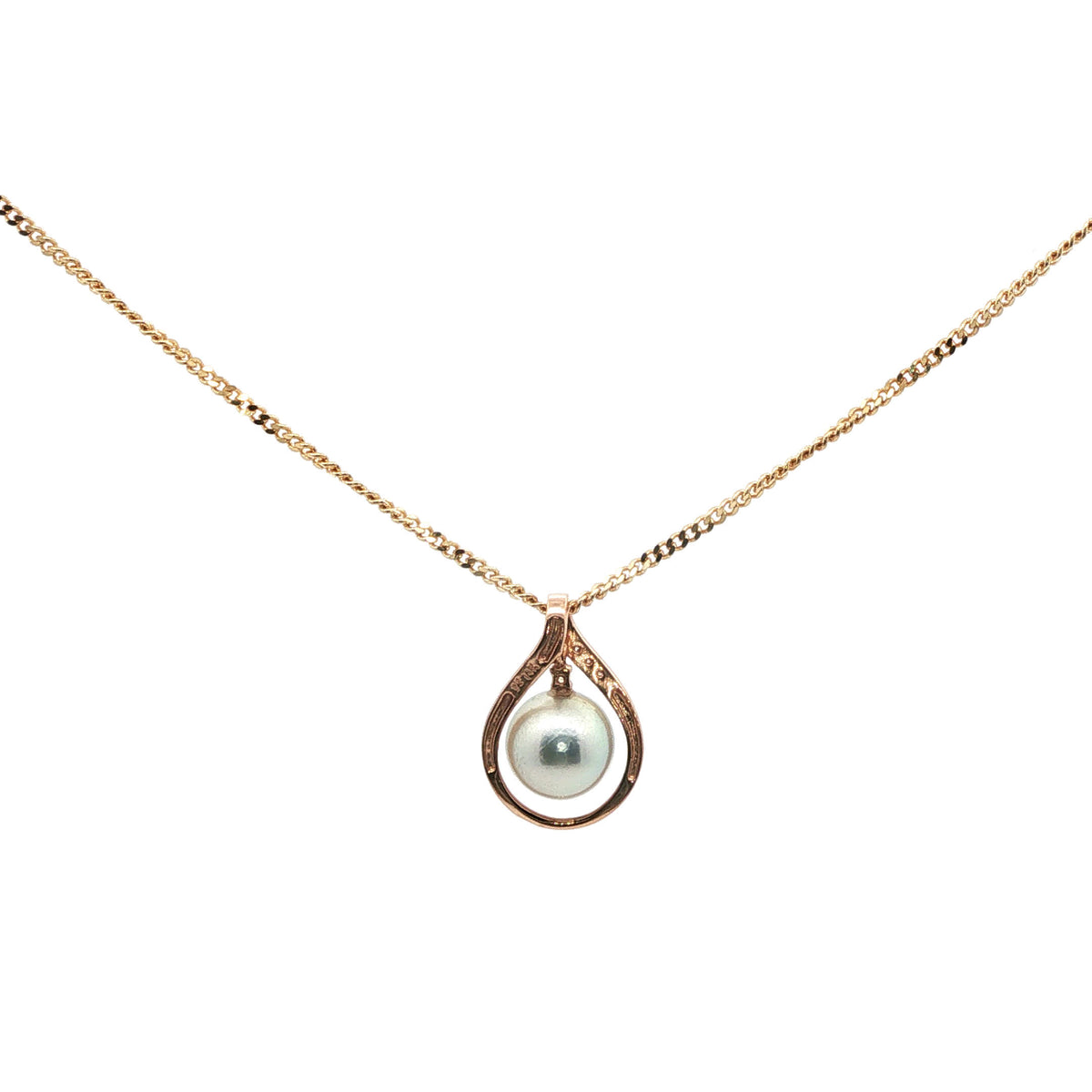 Pearl Teardrop Pendant Necklace in Rose Gold