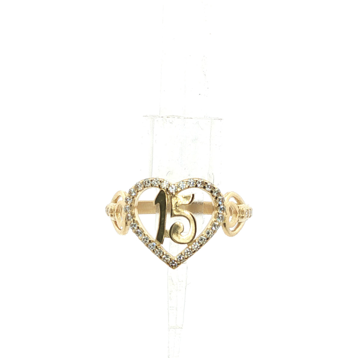 Diamond Heart Number 15 Ring in Yellow Gold