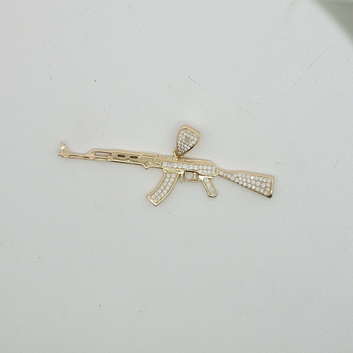 Diamond-Accented Rifle Pendant in Yellow Gold