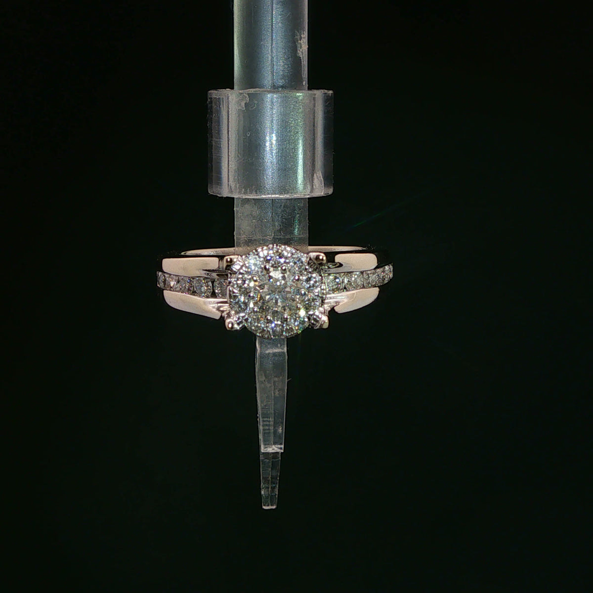 Diamond Cluster Engagement Ring in White Gold