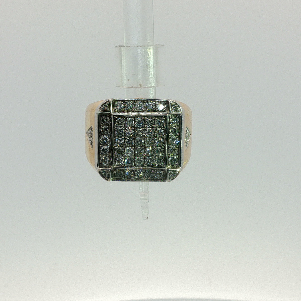 Diamond Pave Square Signet Ring in Yellow Gold