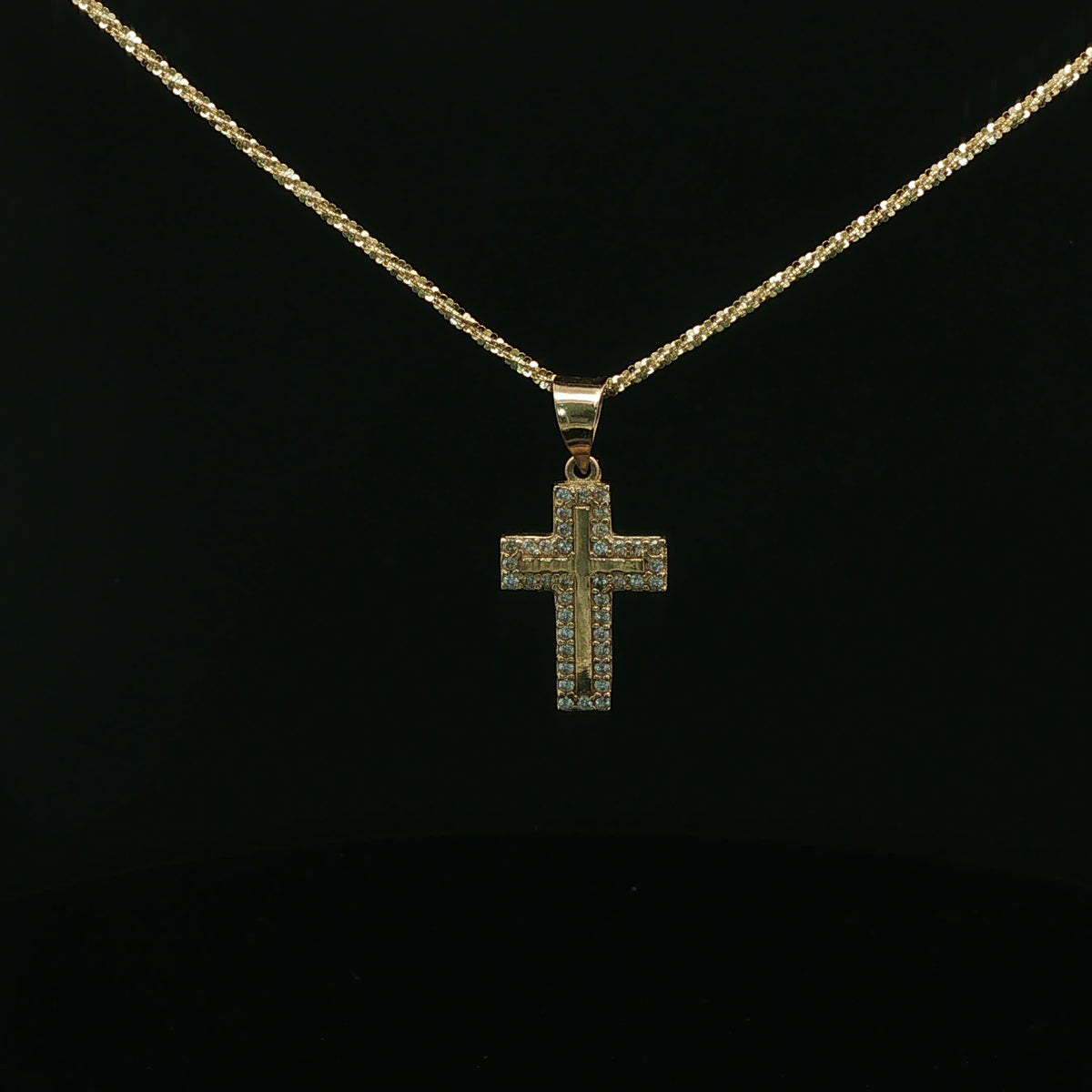 Yellow Gold Diamond Cross Pendant Necklace