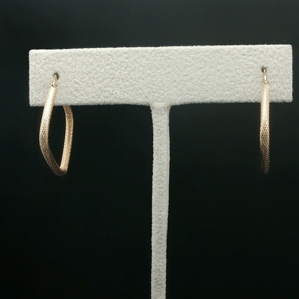 Yellow Gold Textured Twisted Hoop Earrings