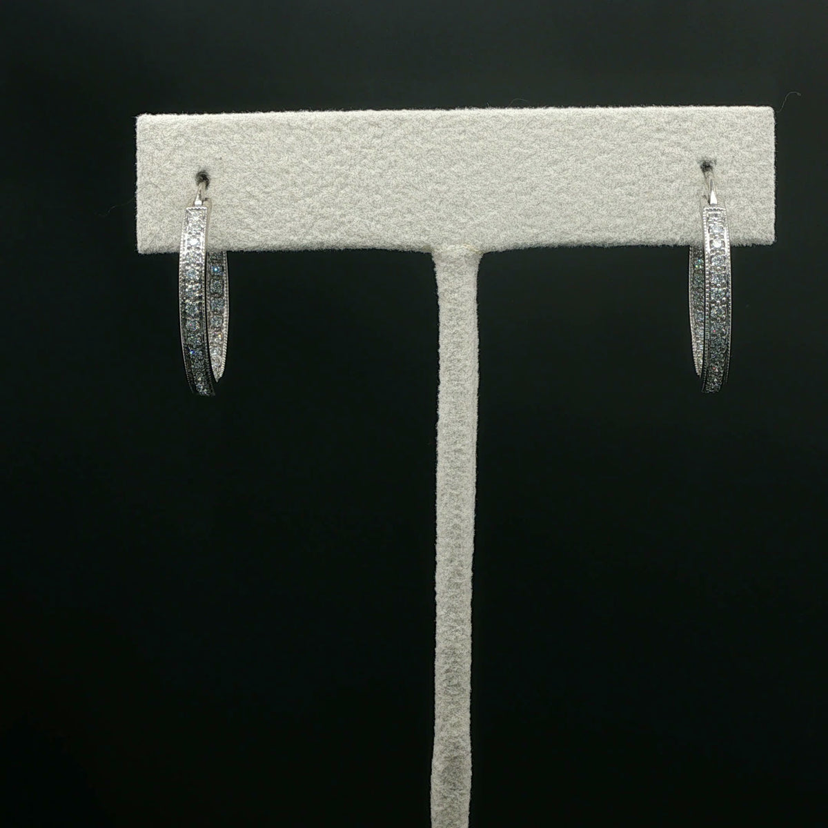 Diamond Hoop Earrings in White Gold