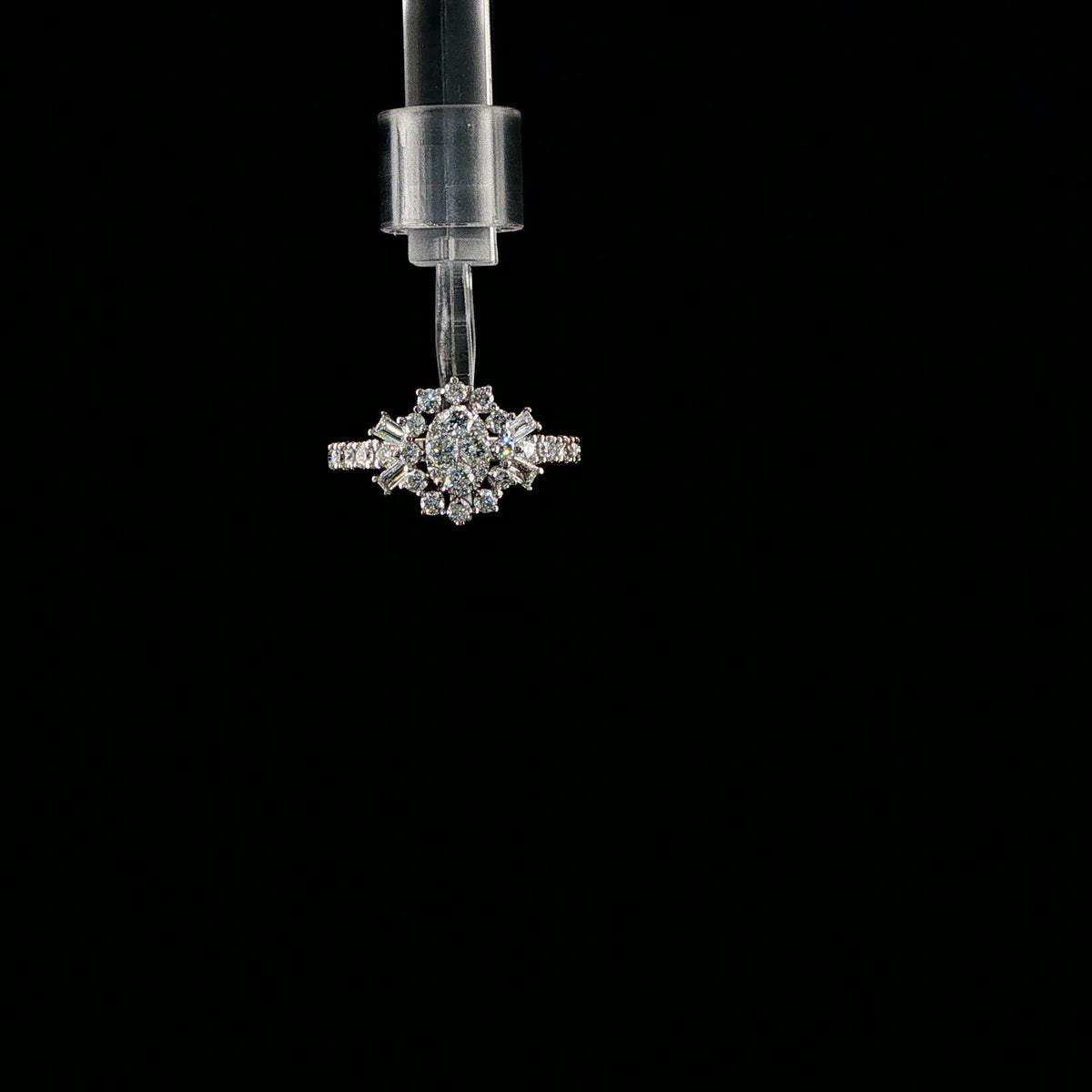 White Gold Diamond Multistone Cluster Ring