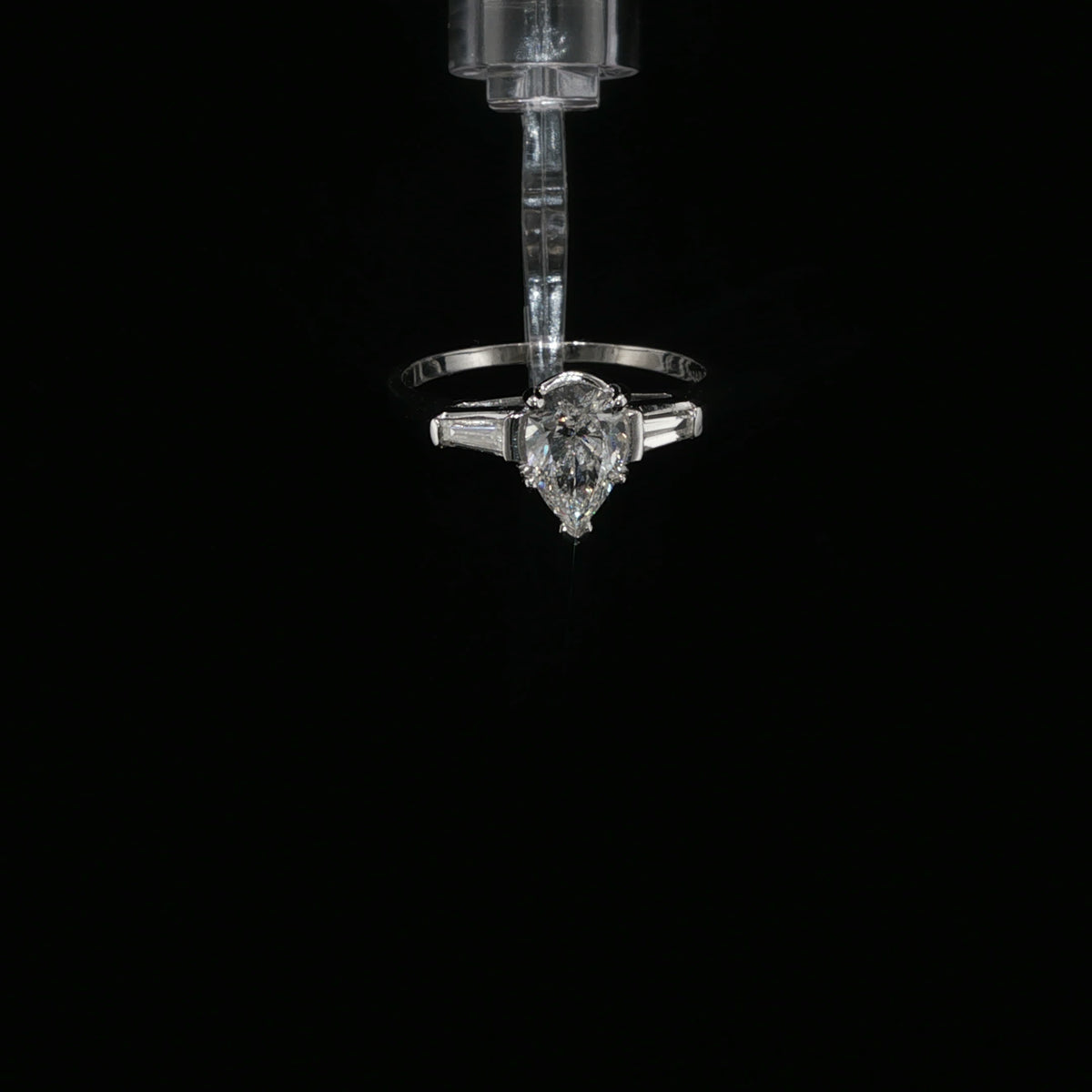 Pear-Shaped Diamond Three-Stone Engagement Ring in White Gold