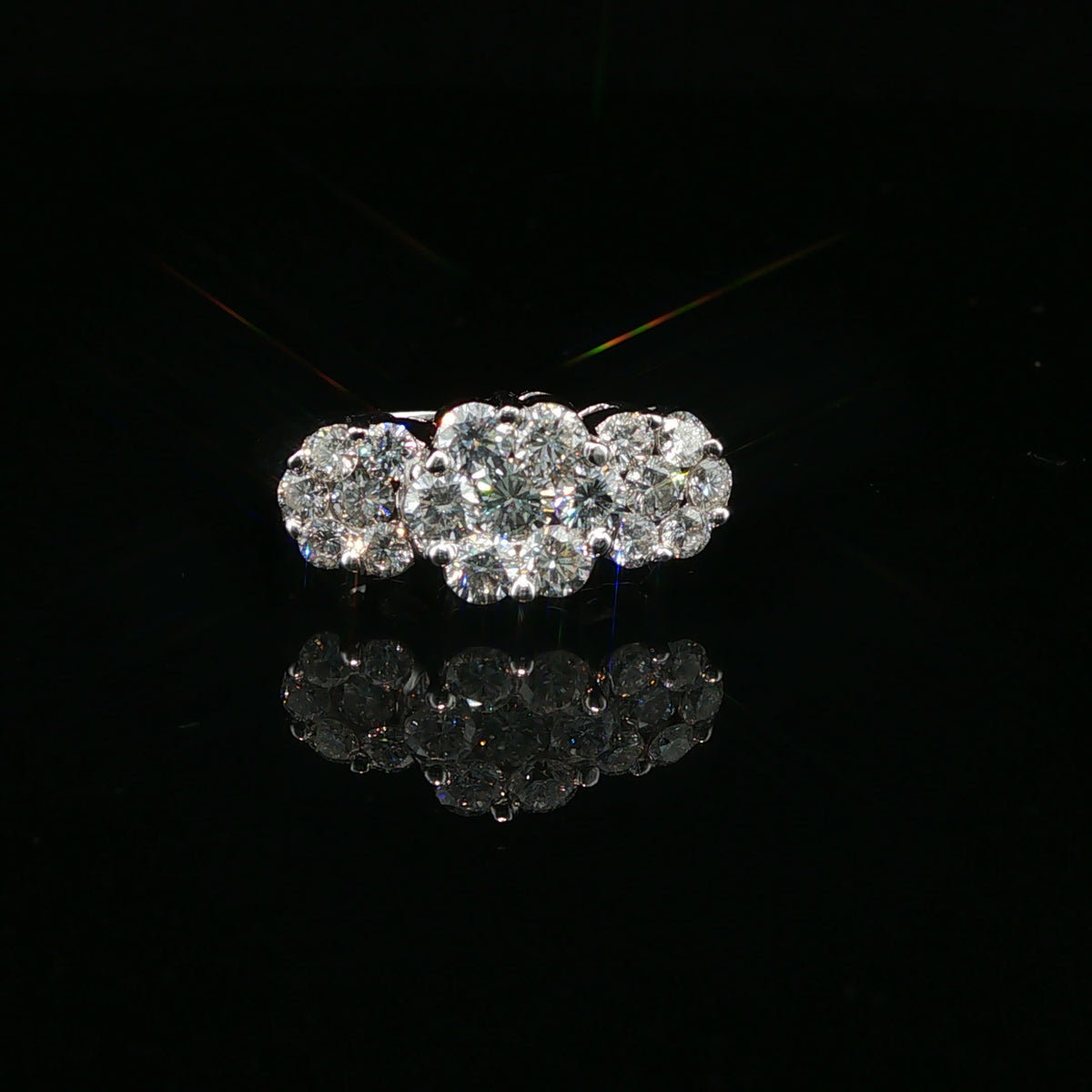 White Gold Diamond Multi-Stone Cluster Ring