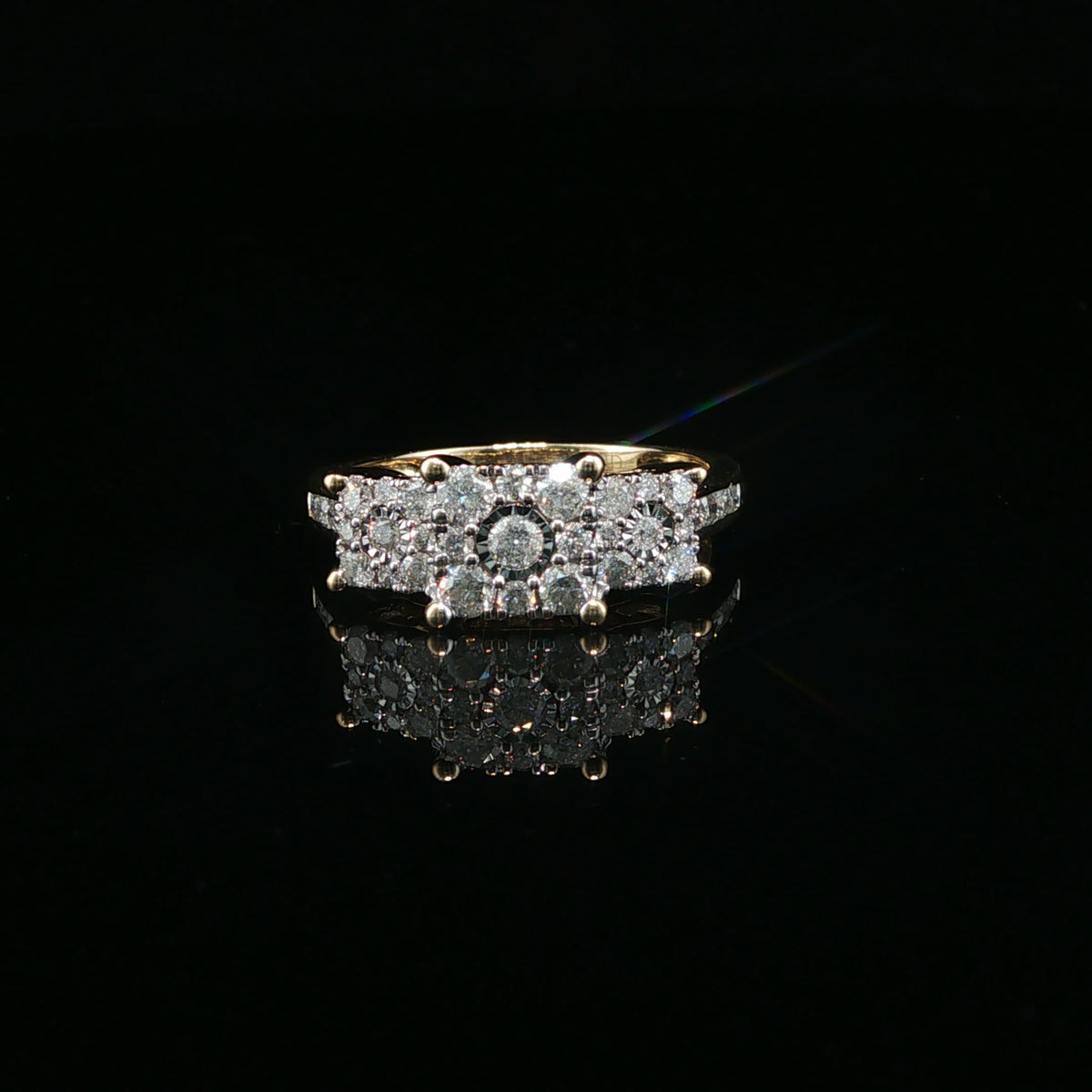 Diamond Cluster Multistone Ring — Yellow Gold