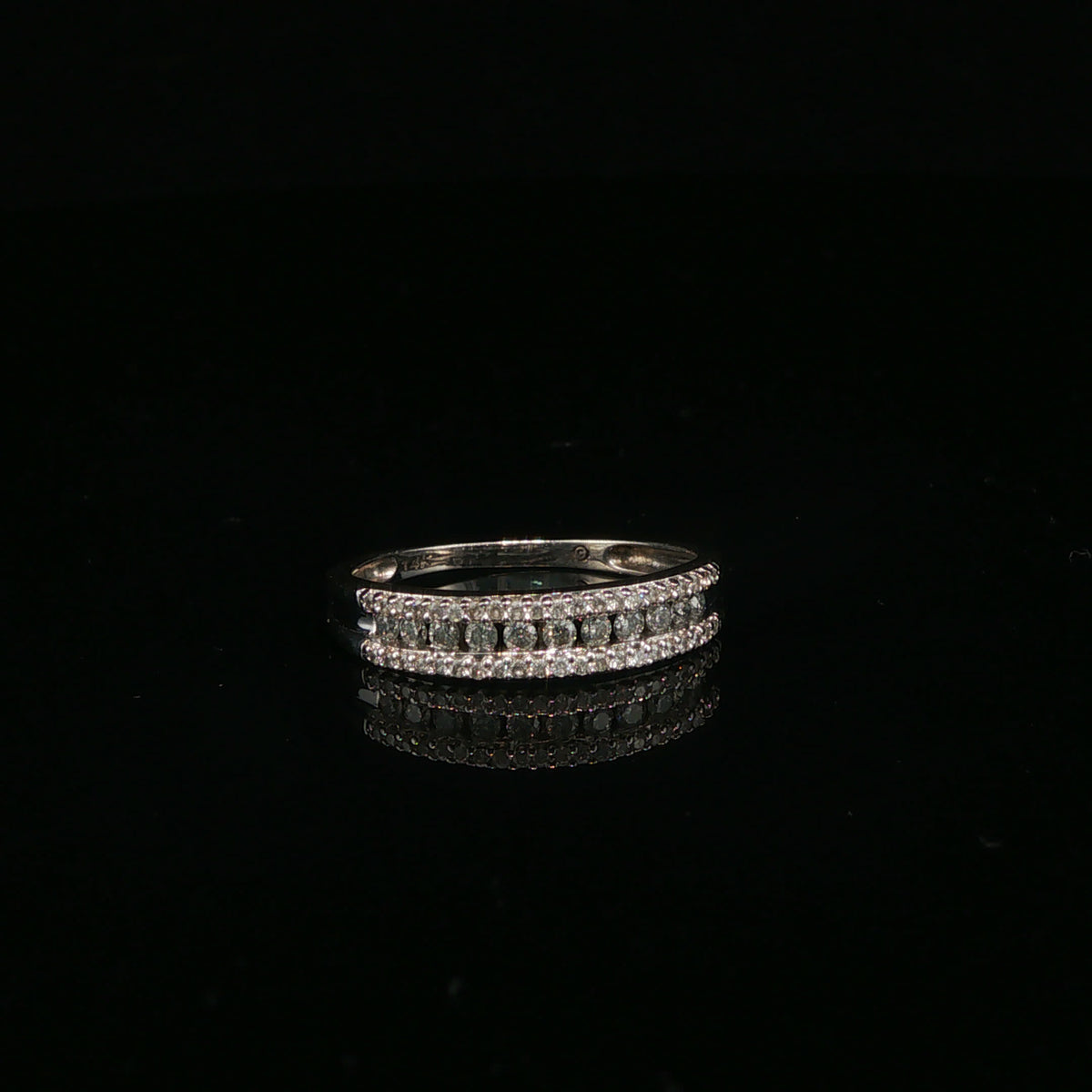 Triple Row Diamond Band Ring — White Gold