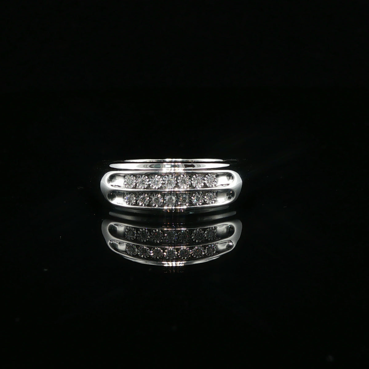 Double Row Diamond Band Ring in White Gold