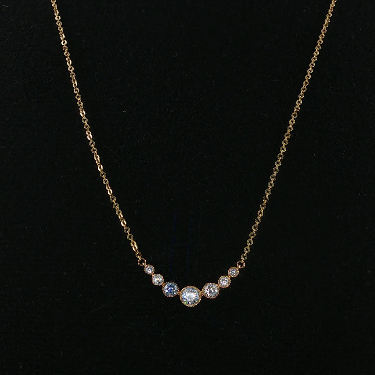 Graduated Bezel-Set Diamond Necklace in Yellow Gold