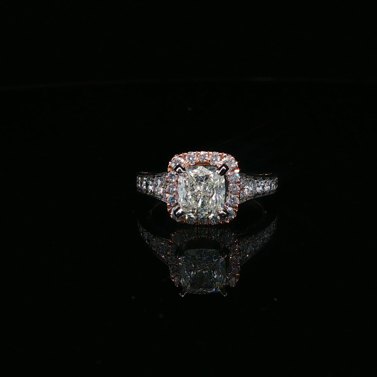 Cushion Cut Diamond Halo Engagement Ring in White Gold