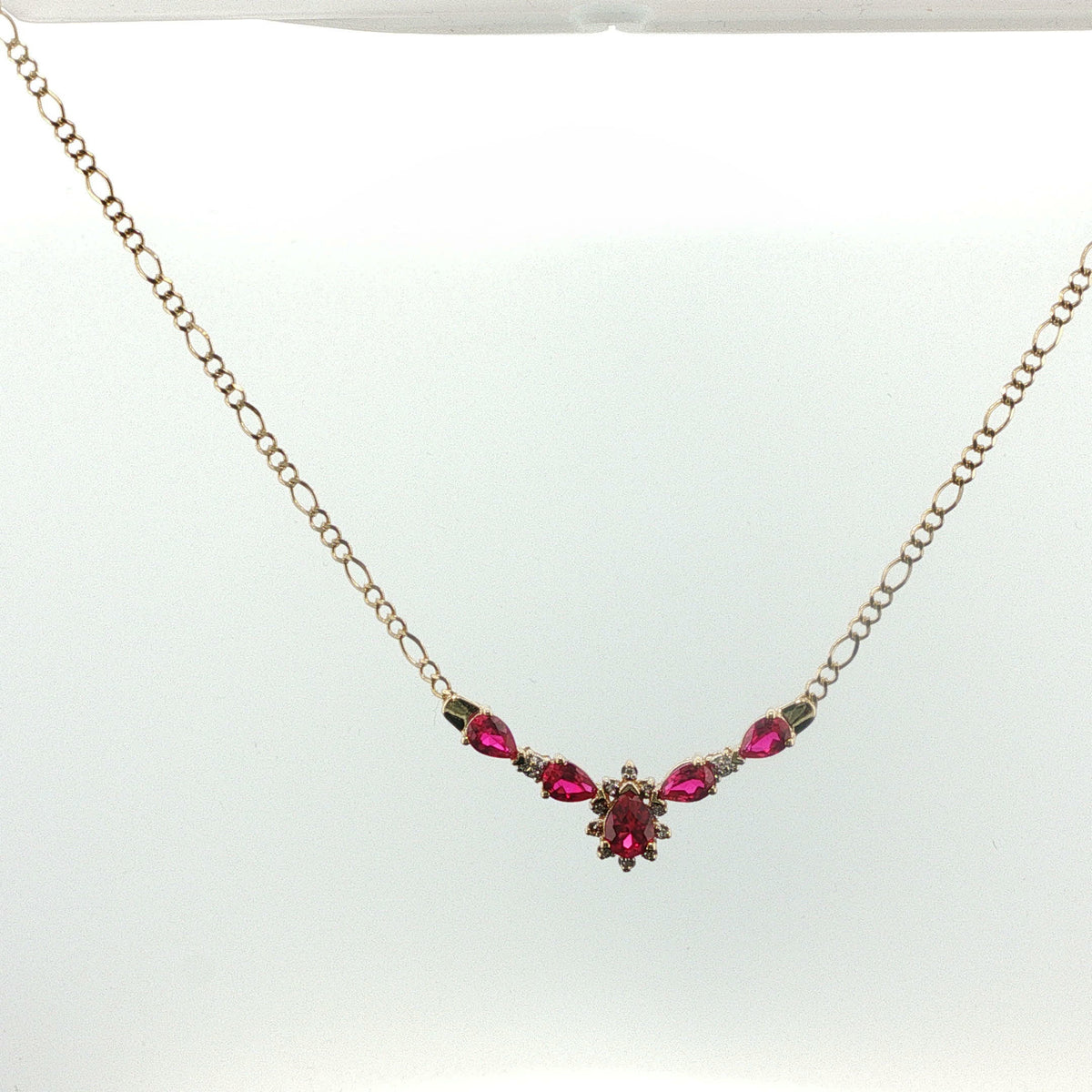 Pear-Cut Ruby Necklace in Yellow Gold