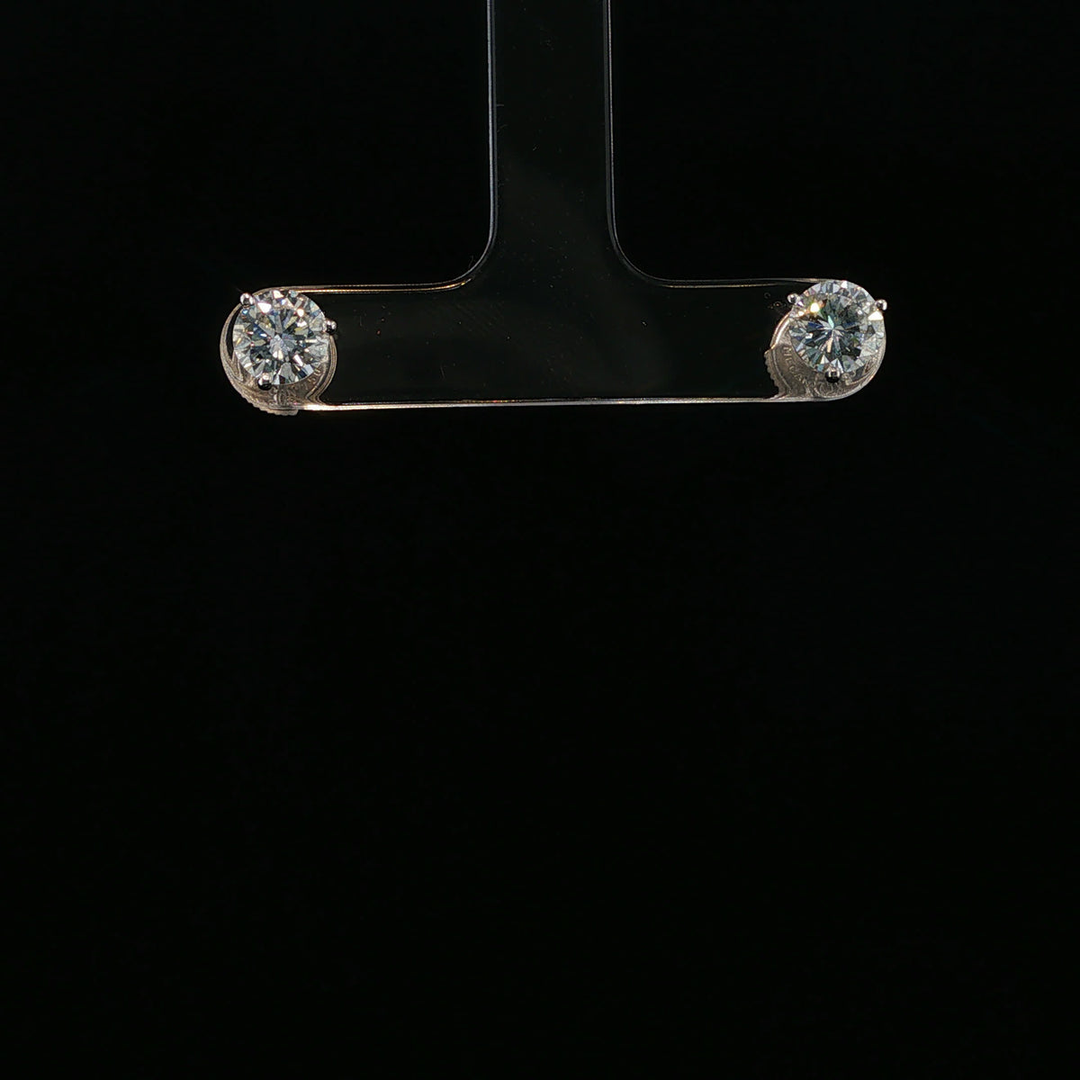Round Cut Diamond Stud Earrings — White Gold