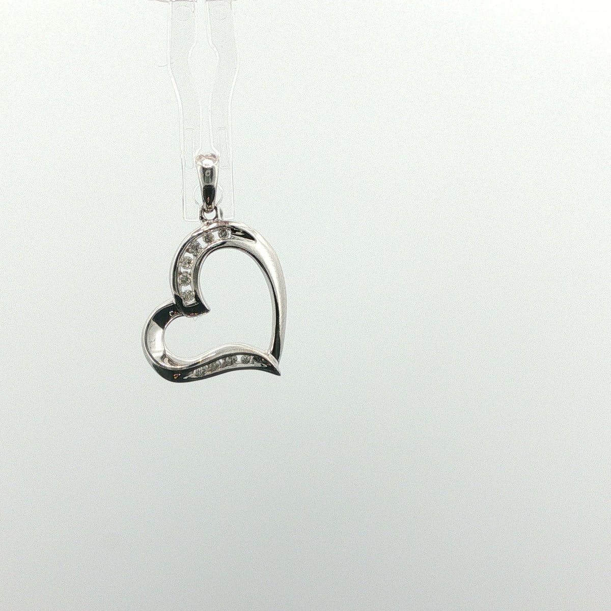 White Gold Diamond Accent Open Heart Pendant
