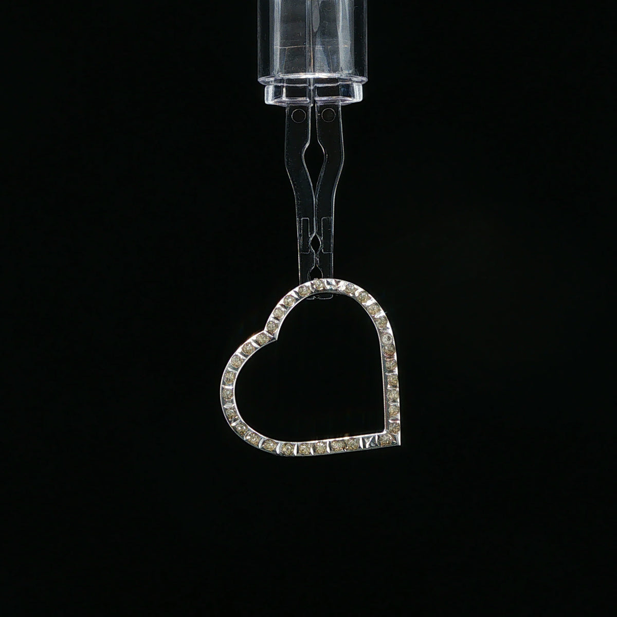 Diamond Open Heart Pendant in White Gold
