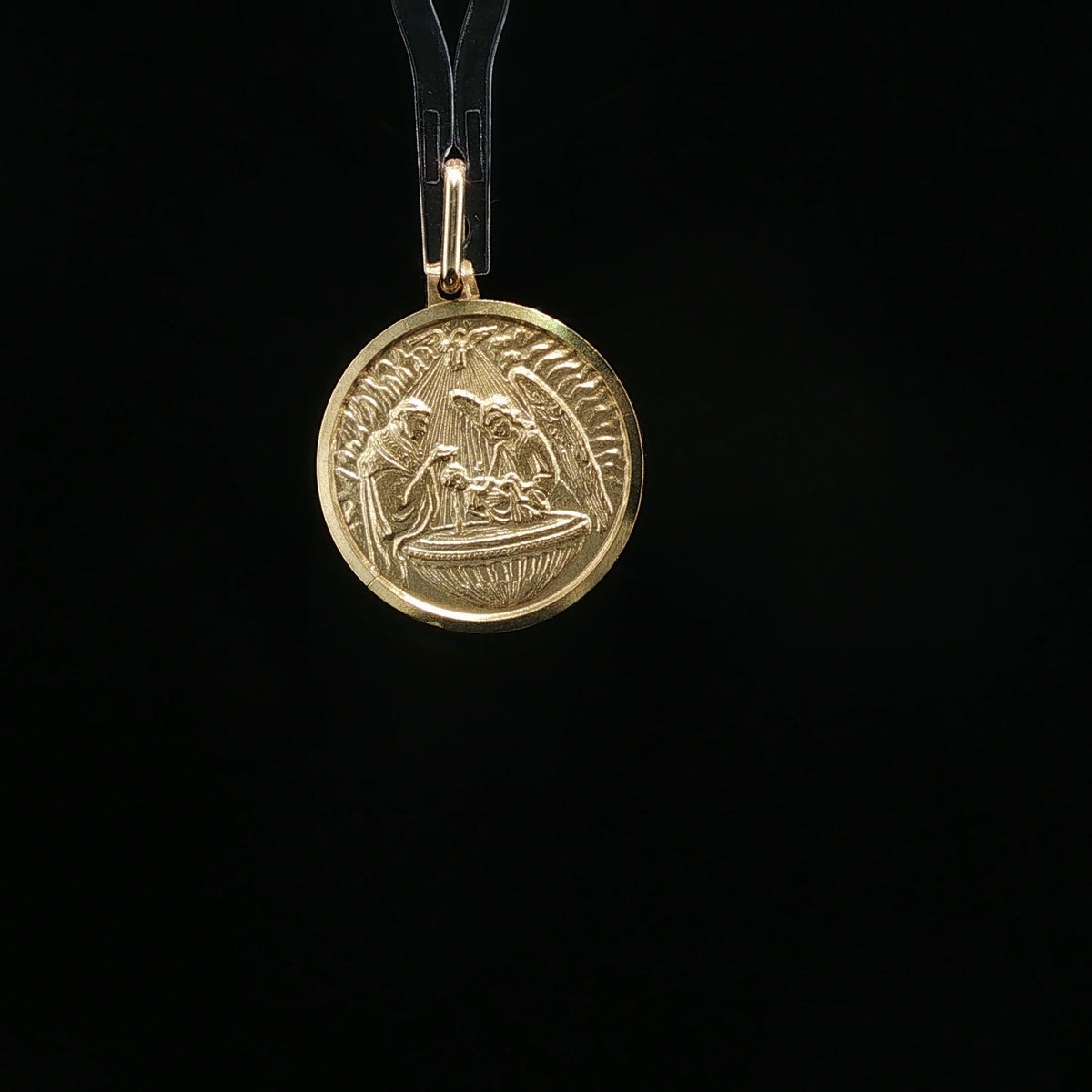 Yellow Gold Baptism Relief Medallion Pendant