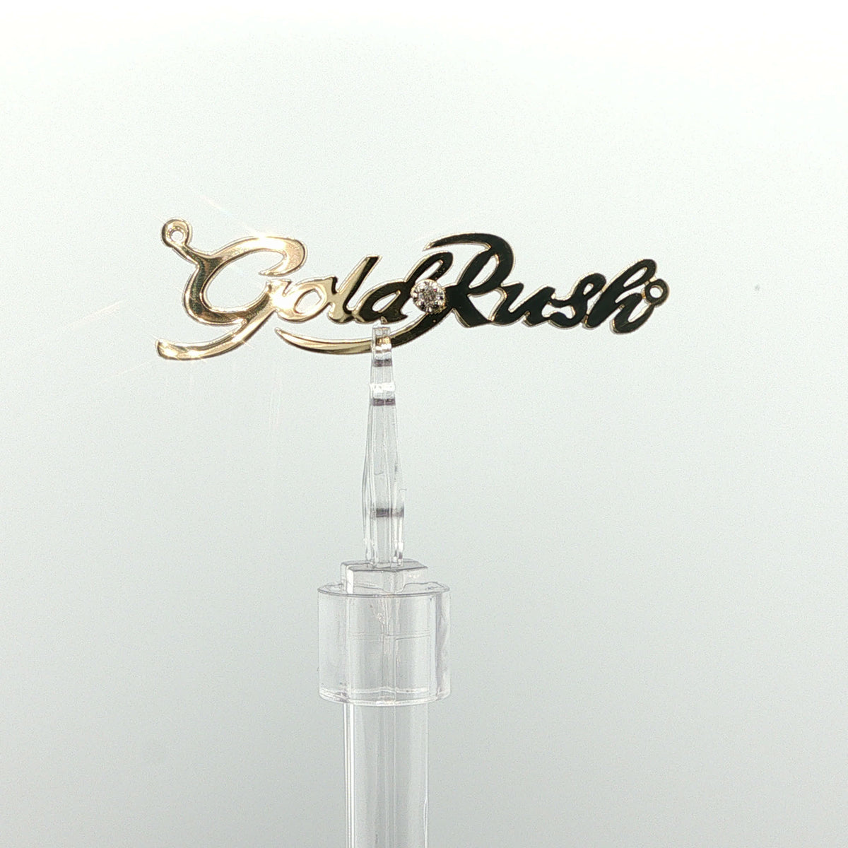 Yellow Gold 'Gold Rush' Script Pendant with Diamond Accent