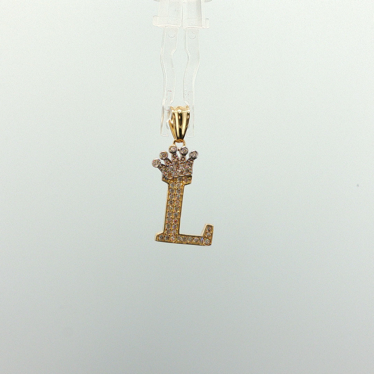 Diamond Crown Initial L Pendant in Yellow Gold