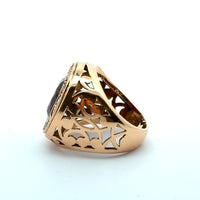 Rose Gold Signet Ring with Oval Cabochon Garnet