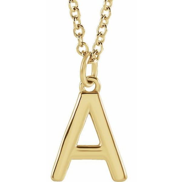 14K Yellow Gold Initial Dangle Necklace — 18 Inches — A