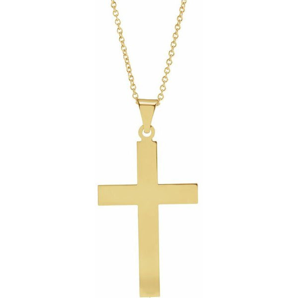 14K Yellow Gold Cross Necklace — 18 Inches