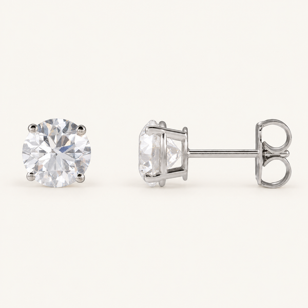 14K White Gold 2 CTW Lab-Grown Diamond Stud Earrings on an ivory background