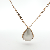 Yellow Gold Chain Necklace with Pear-Shaped Pearl Pendant