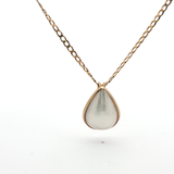 Yellow Gold Chain Necklace with Pear-Shaped Pearl Pendant