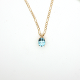 Yellow Gold Charm Necklace with Blue Aquamarine Gemstone