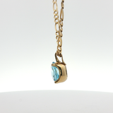 Yellow Gold Charm Necklace with Blue Aquamarine Gemstone