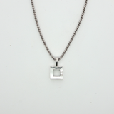 White Gold Chain Necklace with Brilliant Round Cut Diamond Pendant