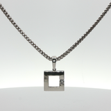 White Gold Chain Necklace with Brilliant Round Cut Diamond Pendant