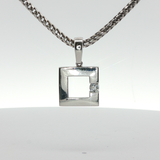 White Gold Chain Necklace with Brilliant Round Cut Diamond Pendant