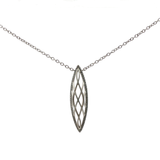 White Gold-Plated Silver Charm Necklace with Oval-Shaped Brilliant Cut Diamond Pendant