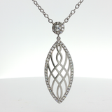 Oval-Cut Diamond Pendant Necklace in White Gold Plated Silver