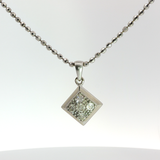 White Gold Plated Silver Charm Necklace with Round Cut Diamonds