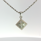 White Gold Plated Silver Charm Necklace with Round Cut Diamonds