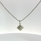 White Gold Plated Silver Charm Necklace with Round Cut Diamonds