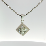 White Gold Plated Silver Charm Necklace with Round Cut Diamonds