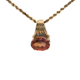 Yellow Gold Charm Necklace with Reddish-Orange Topaz