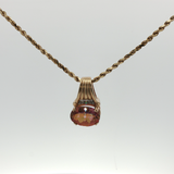 Yellow Gold Charm Necklace with Reddish-Orange Topaz