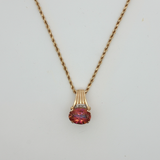Yellow Gold Charm Necklace with Reddish-Orange Topaz