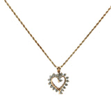 Yellow Gold Heart Charm Necklace with Diamond Accents