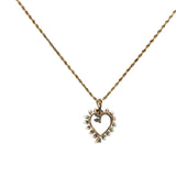 Yellow Gold Heart Charm Necklace with Diamond Accents