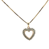 Yellow Gold Heart Charm Necklace with Round Brilliant Cut Diamonds